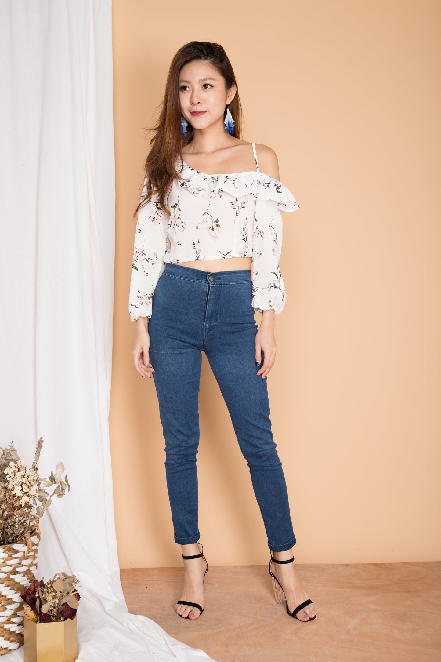 Merci Floral Toga Top in White