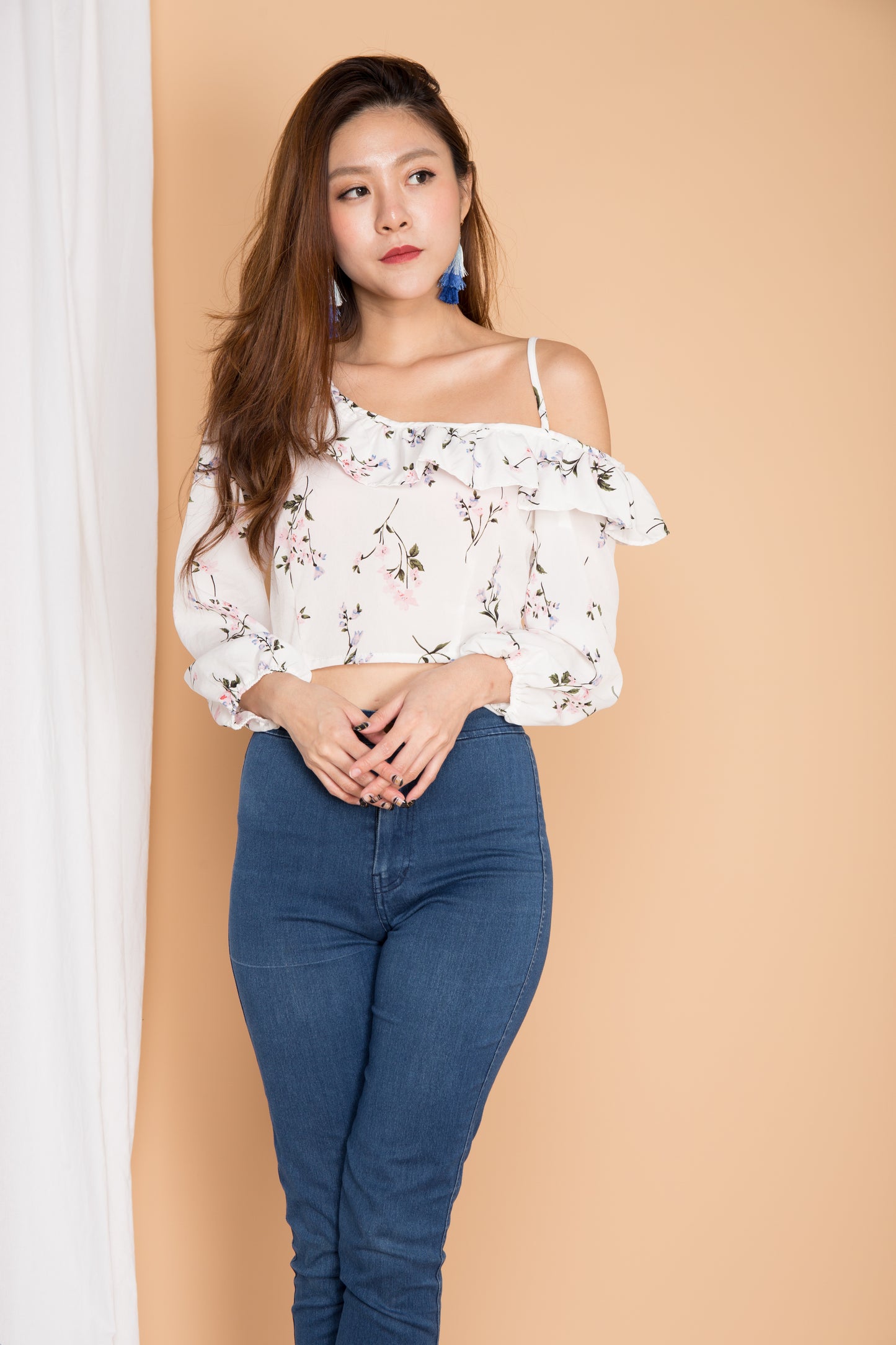 Merci Floral Toga Top in White