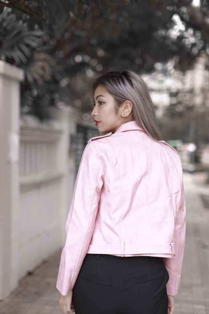 
                  
                    Load image into Gallery viewer, Juez Leather Jacket in Pink
                  
                