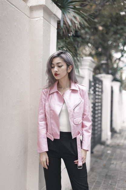 Juez Leather Jacket in Pink