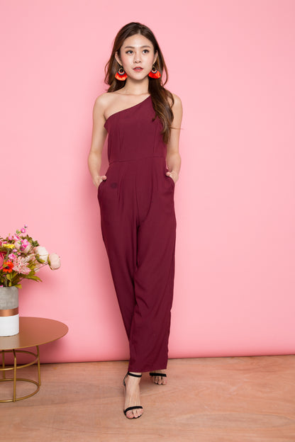 LUXE - Lesiam Toga Jumpsuit in Burgundy