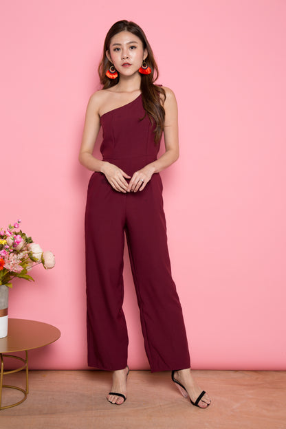 LUXE - Lesiam Toga Jumpsuit in Burgundy