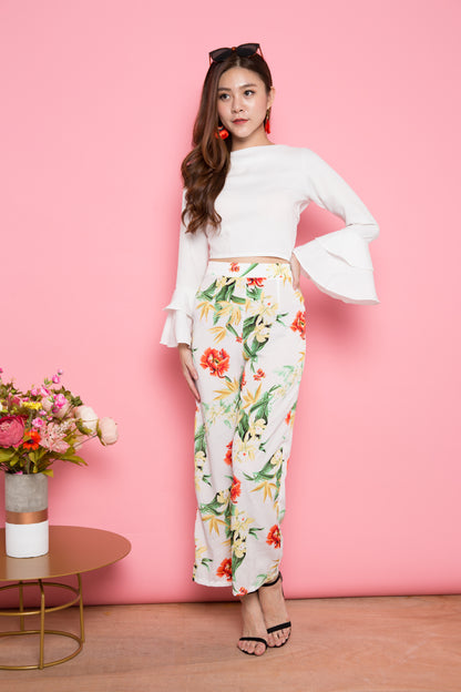 Wlenna Floral Pants in White