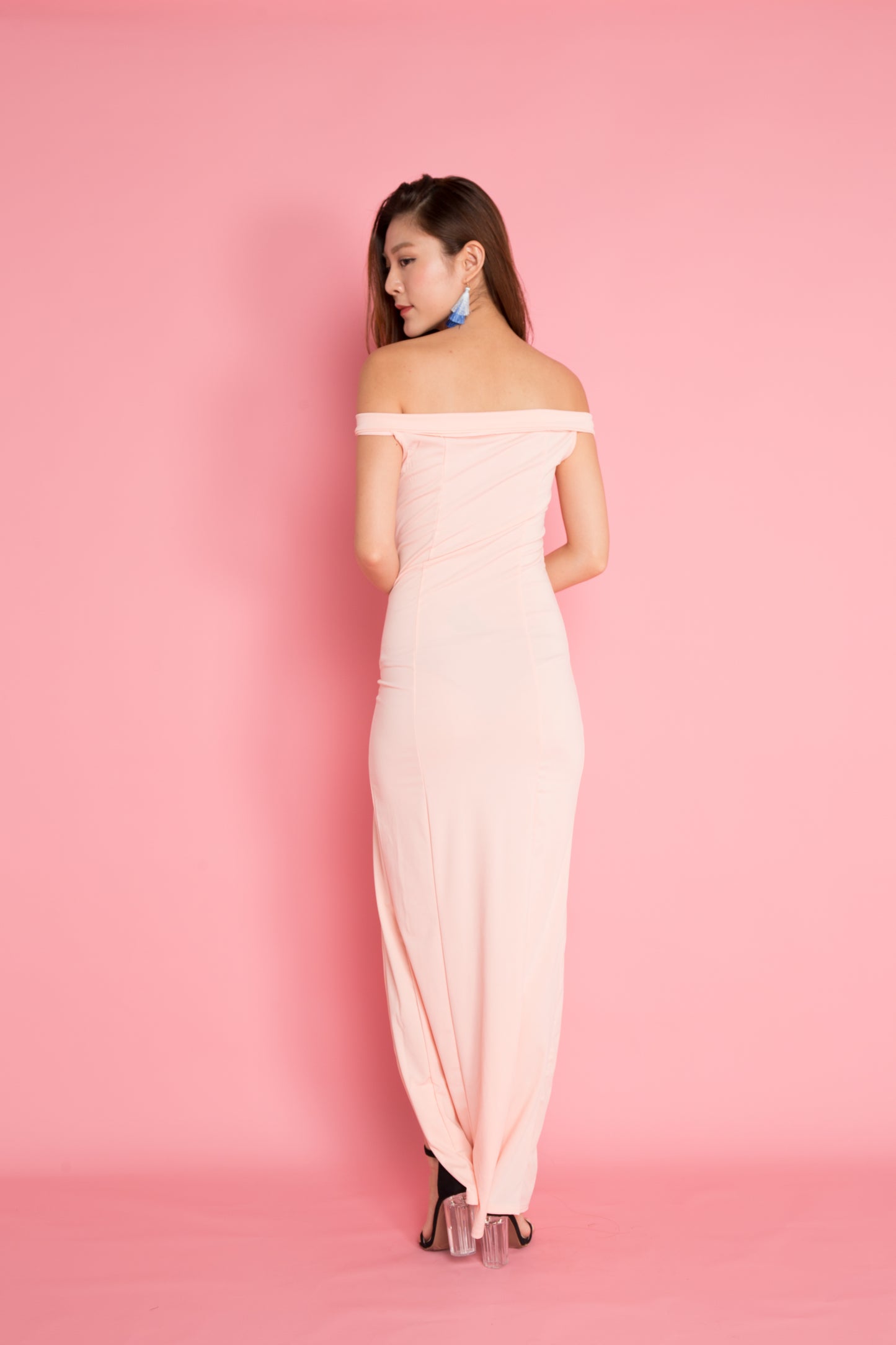 Miesa Slit Gown Dress in Pink