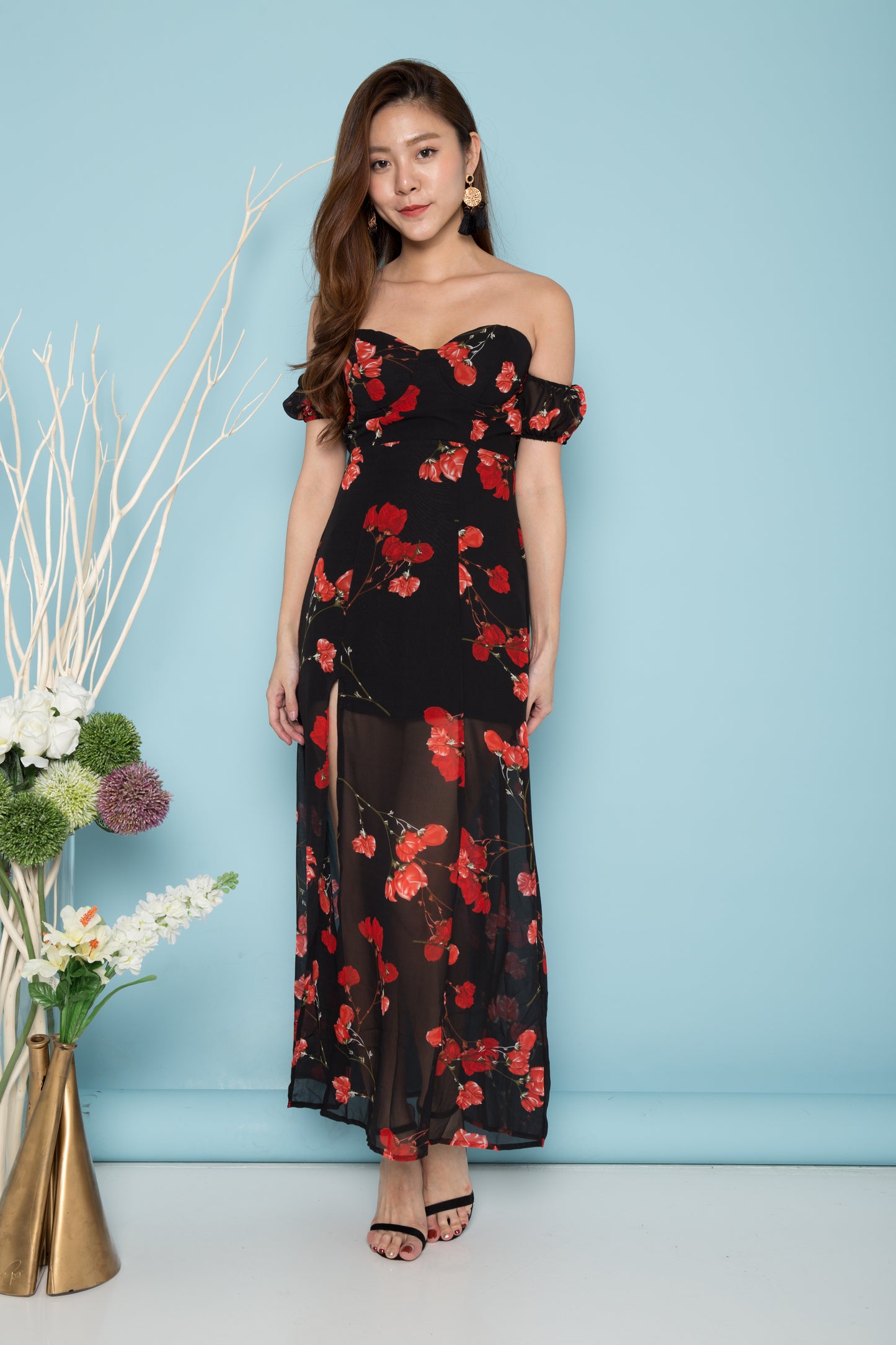LUXE - Damaris Bustier Floral Maxi Dress