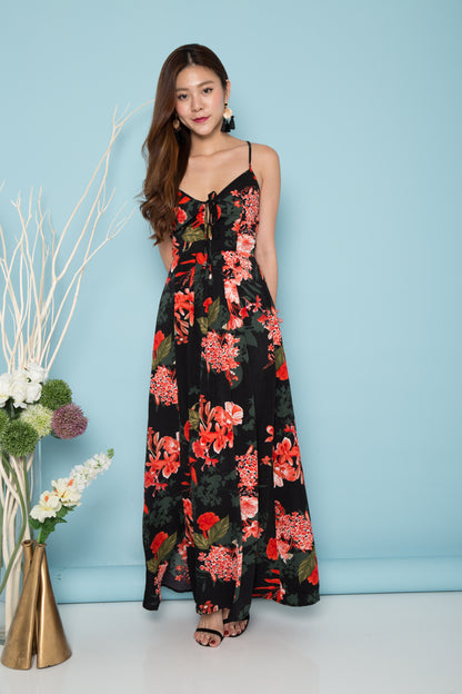 LUXE - Colette Floral Maxi Dress in Black
