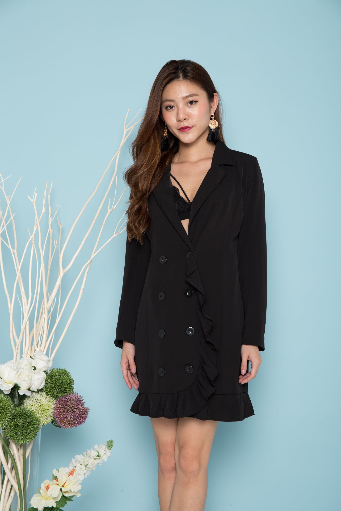 Andiea Button Down Dress in Black