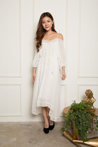 LUXE - Rebekah Polkadot Mesh Dress in White