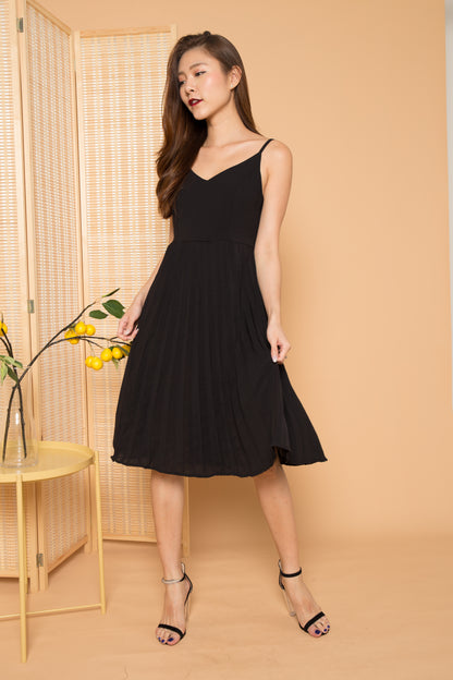 Arabella Pleated Dress in Black