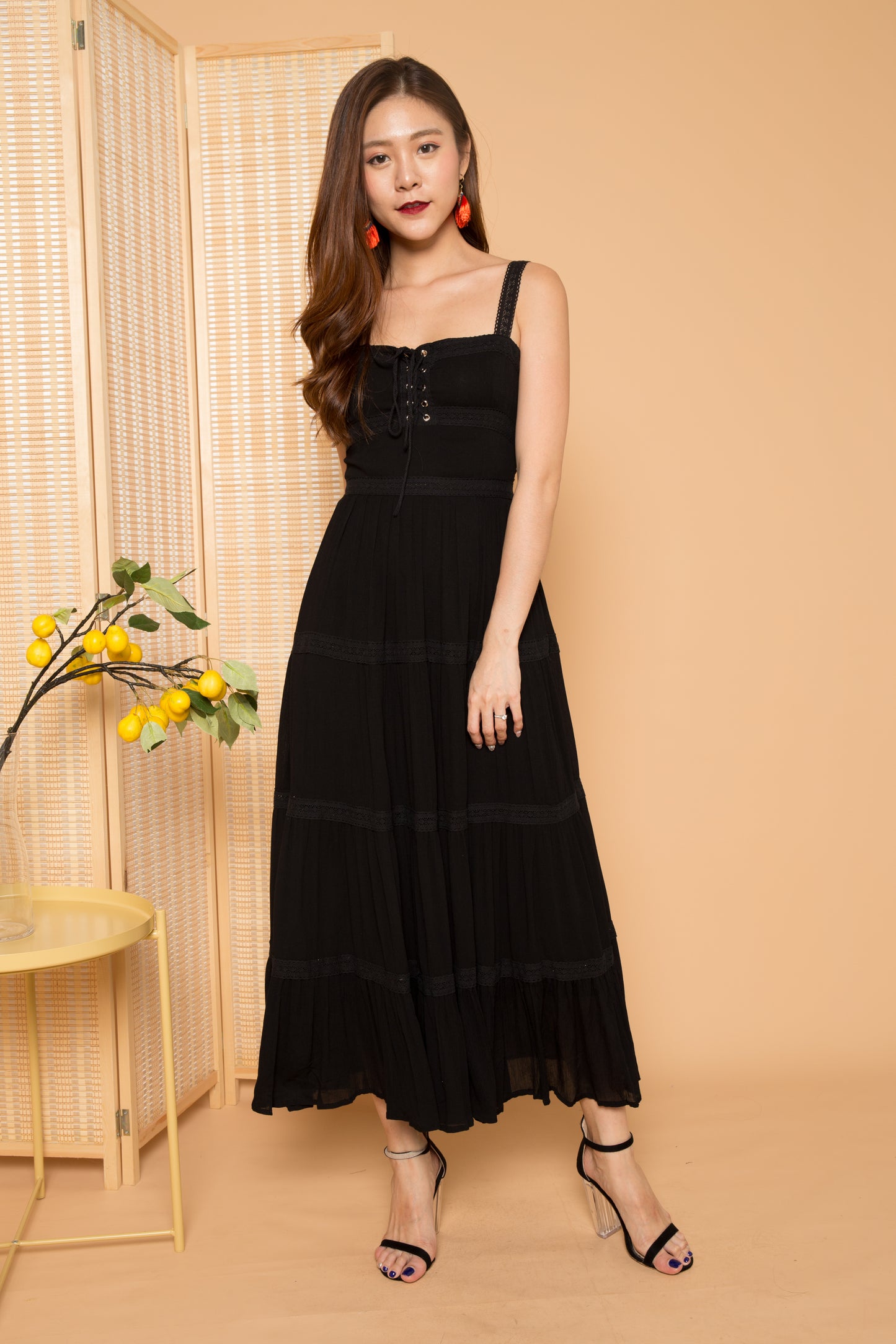 LUXE - Analia Laces Maxi Dress in Black