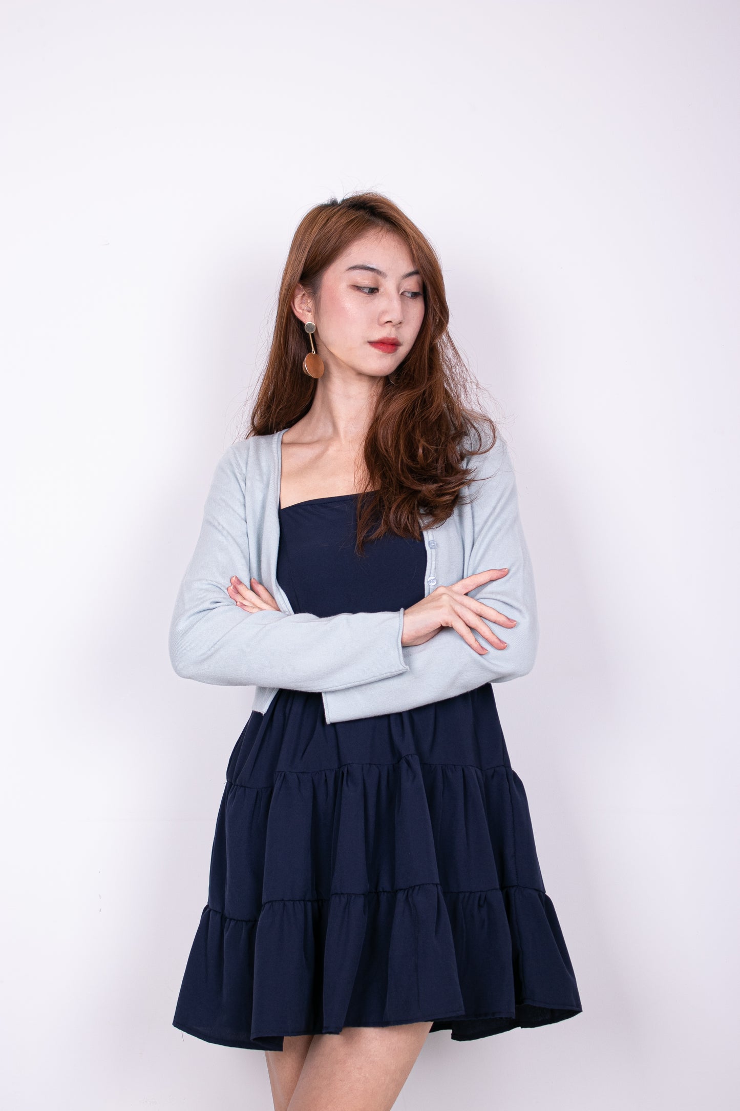 Charlotte Cropped Cardigan in Pastel Blue