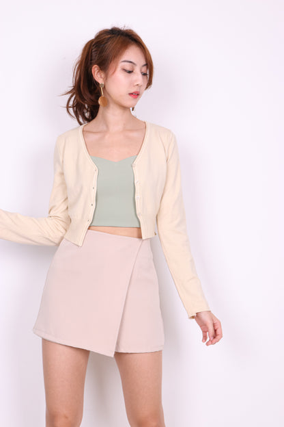 Charlotte Cropped Cardigan in Sand