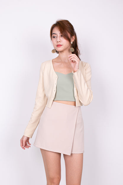 Charlotte Cropped Cardigan in Sand