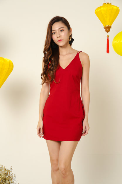 Jolane Strap Dress in Red