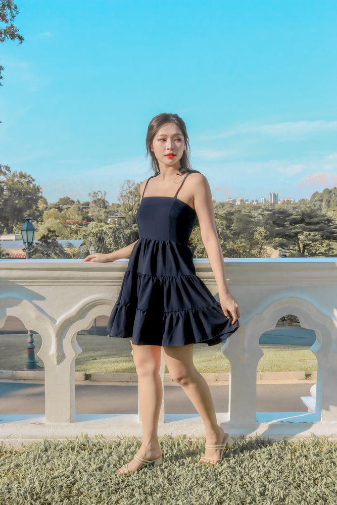
                  
                    Load image into Gallery viewer, * PREMIUM * - Danilia Babydoll Tiered Dress in Navy - SELF MANUFACTURED BY LBRLABEL
                  
                