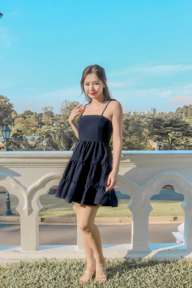 
                  
                    Load image into Gallery viewer, * PREMIUM * - Danilia Babydoll Tiered Dress in Navy - SELF MANUFACTURED BY LBRLABEL
                  
                