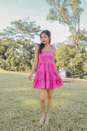 
                  
                    Load image into Gallery viewer, * PREMIUM * - Danilia Babydoll Tiered Dress in Hot Pink - SELF MANUFACTURED BY LBRLABEL
                  
                