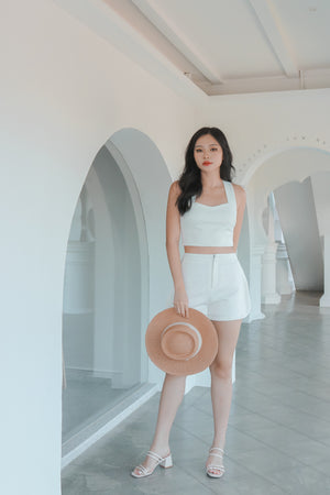 
                  
                    Load image into Gallery viewer, * PREMIUM * - Radlia Curved Highwaisted Shorts in White - SELF MANUFACTURED BY LBRLABEL
                  
                
